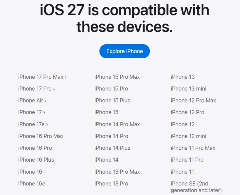 iOS 27 Compatibility